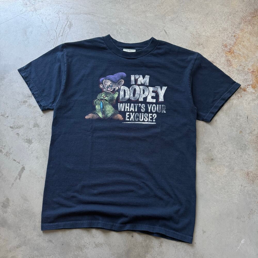 Vintage Y2K Dopey Snow White Disney Cartoon Faded Retro T-shirt Size Medium